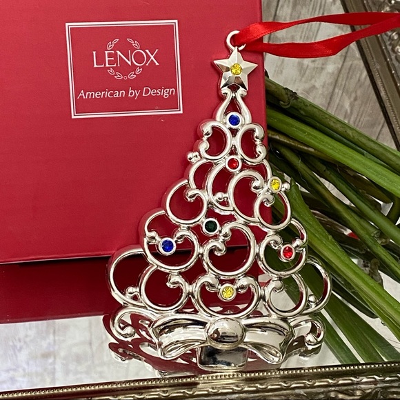 LENOX Sparkle and Scroll Multi-Crystal Silver-plate Tree Ornament - Picture 5 of 11